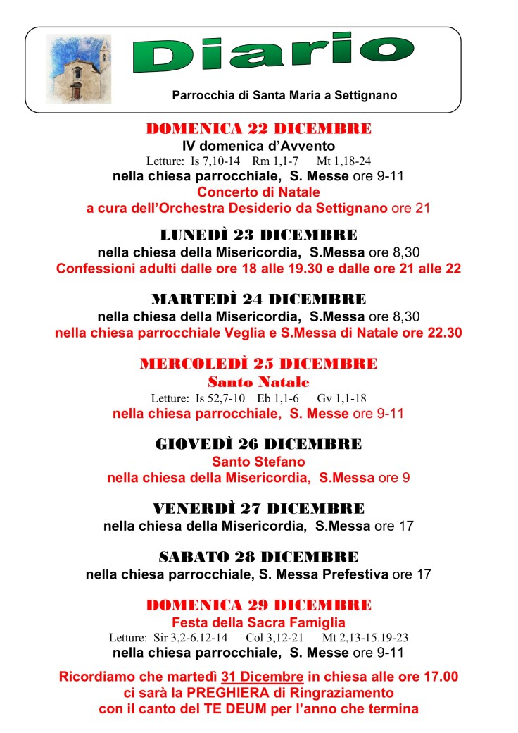 Diario 22-29 Dicembre