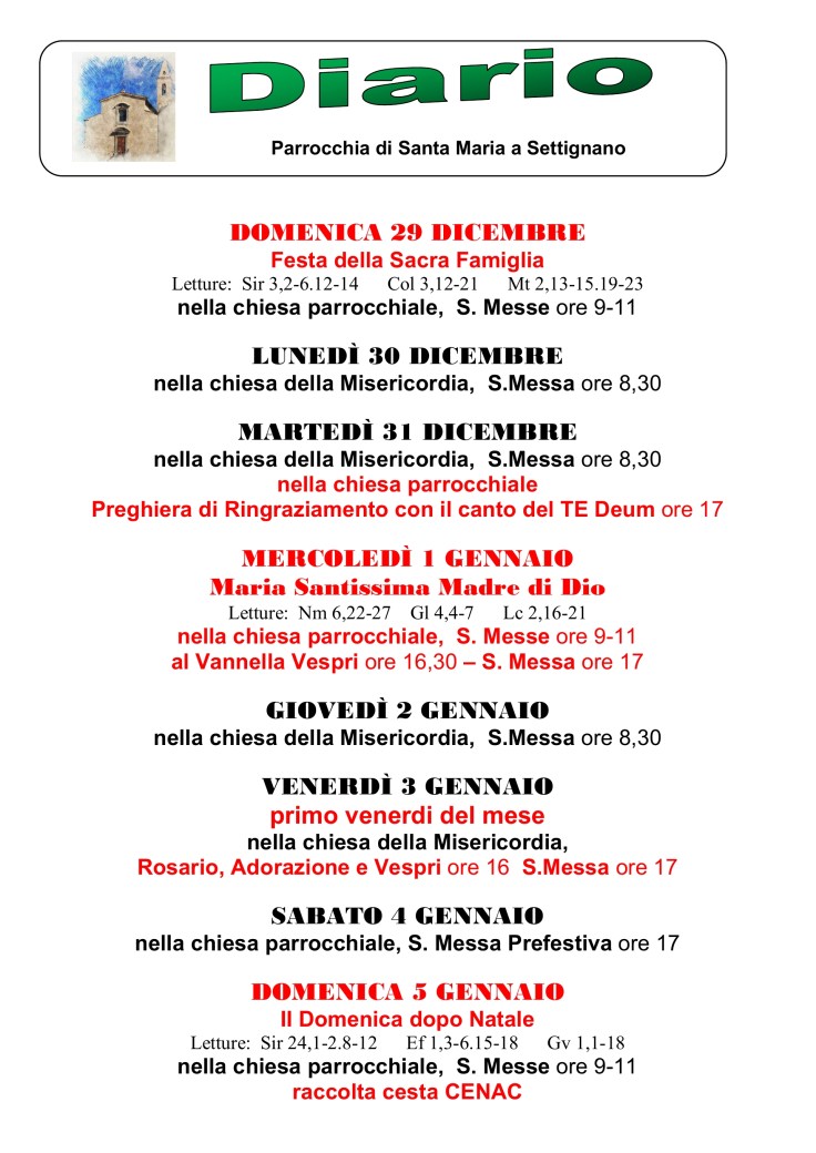 Diario 29dicembre-5gennaio