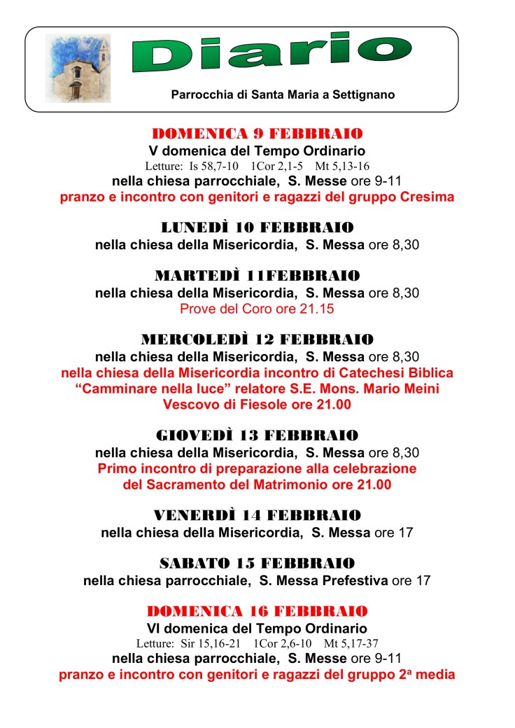 Diario 9-16 Febbraio